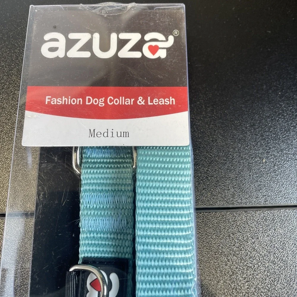 NEW Azuza Dog Collar‎ and Leash Set Medium - Teal